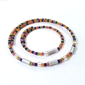 Multicolor Beaded Wire Choker & Bracelet